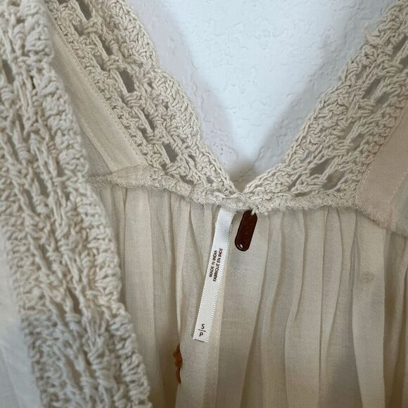 Free People Cream Lavender Fields Long Sleeve Trapeze Dress Women's Size Small - Picture 7 of 7